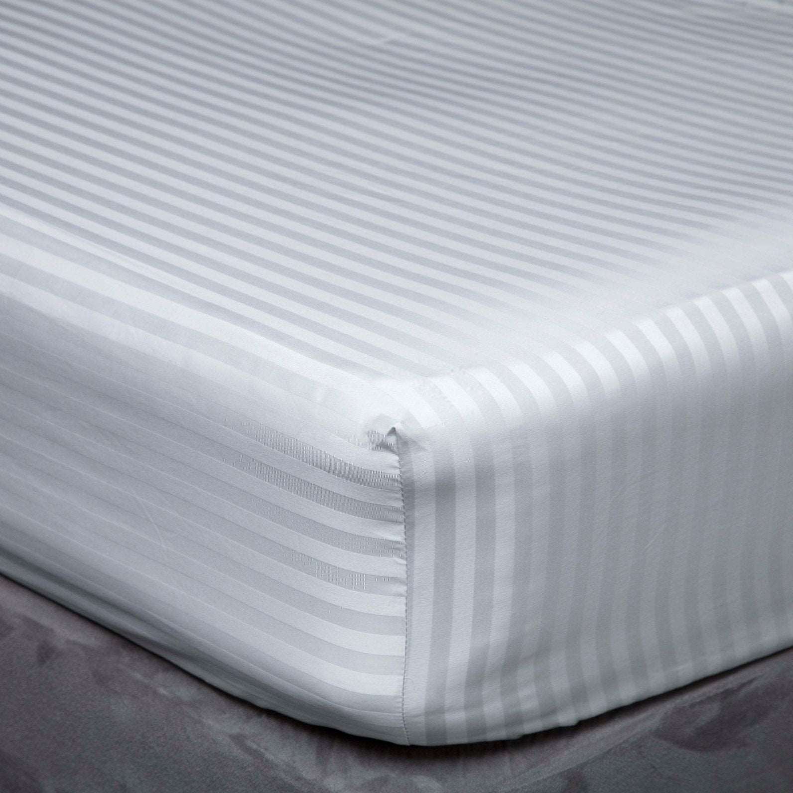 Hotel Suite 540 Count Satin Stripe Fitted Sheet - Island Bedshape