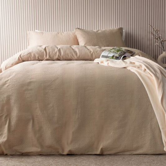 Juego de edredón natural de terciopelo con corte de celosía