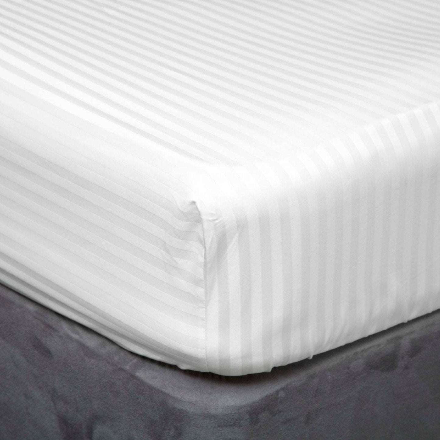 Hotel Suite 540 Count Satin Stripe Fitted Sheet - Right Hand Bedshape