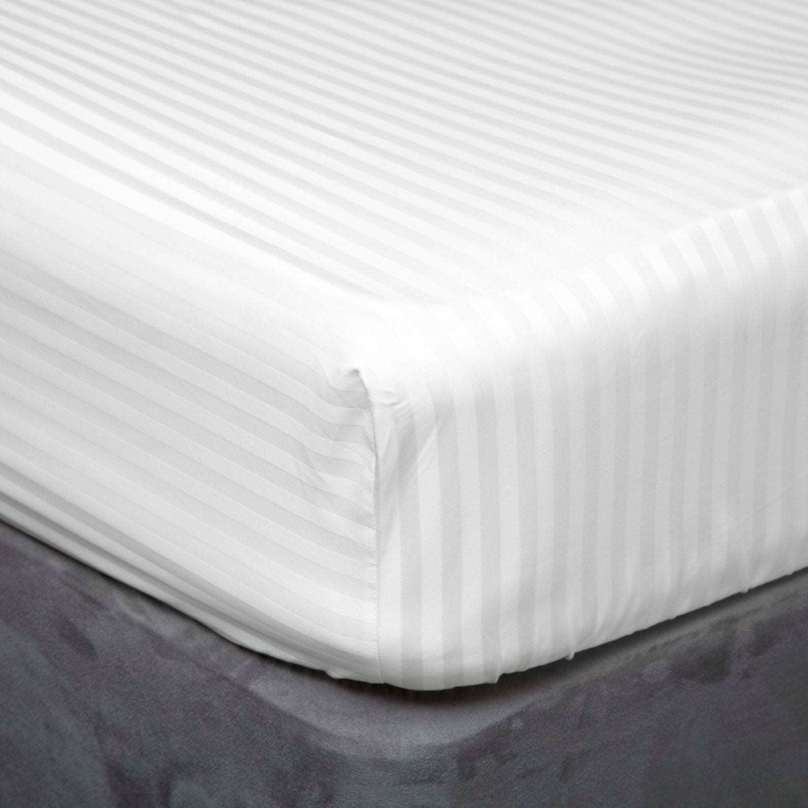 Hotel Suite 540 Count Satin Stripe Fitted Sheet - Island Bedshape