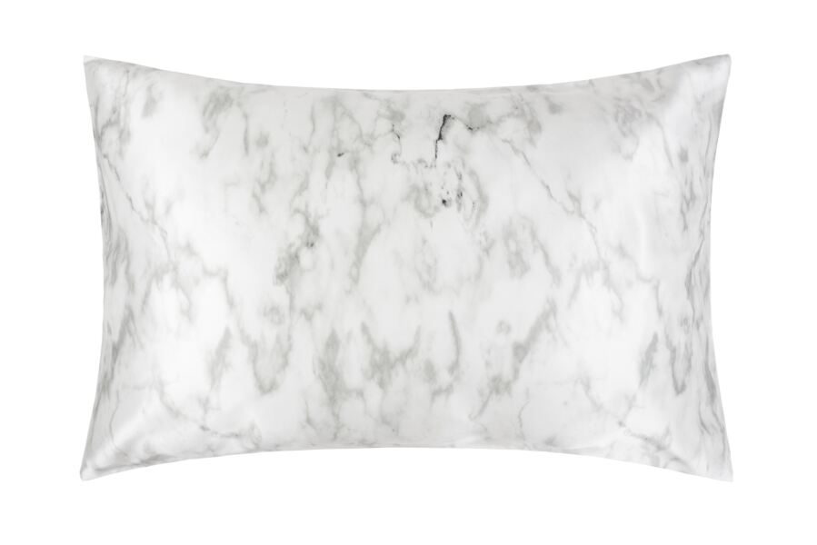 white pillowcase with light grey marble effect