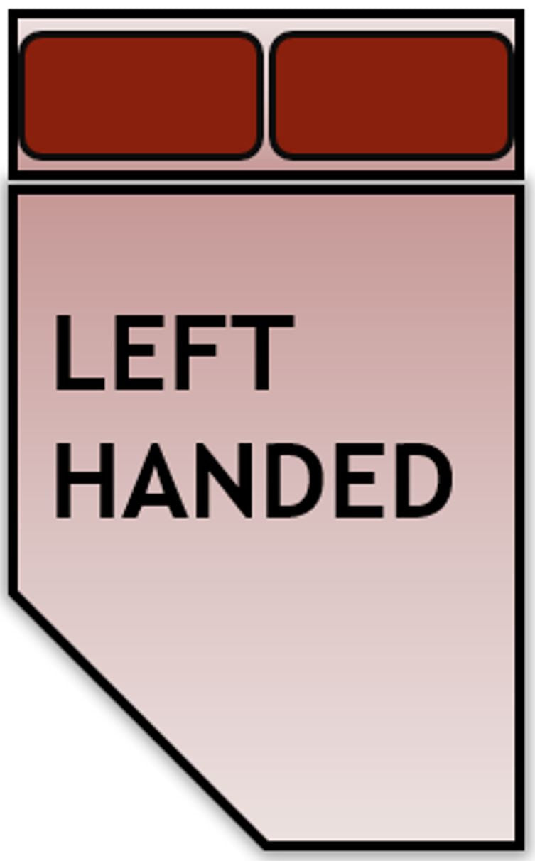 Example of left handed bed, square at top, with bottom left angle cut of