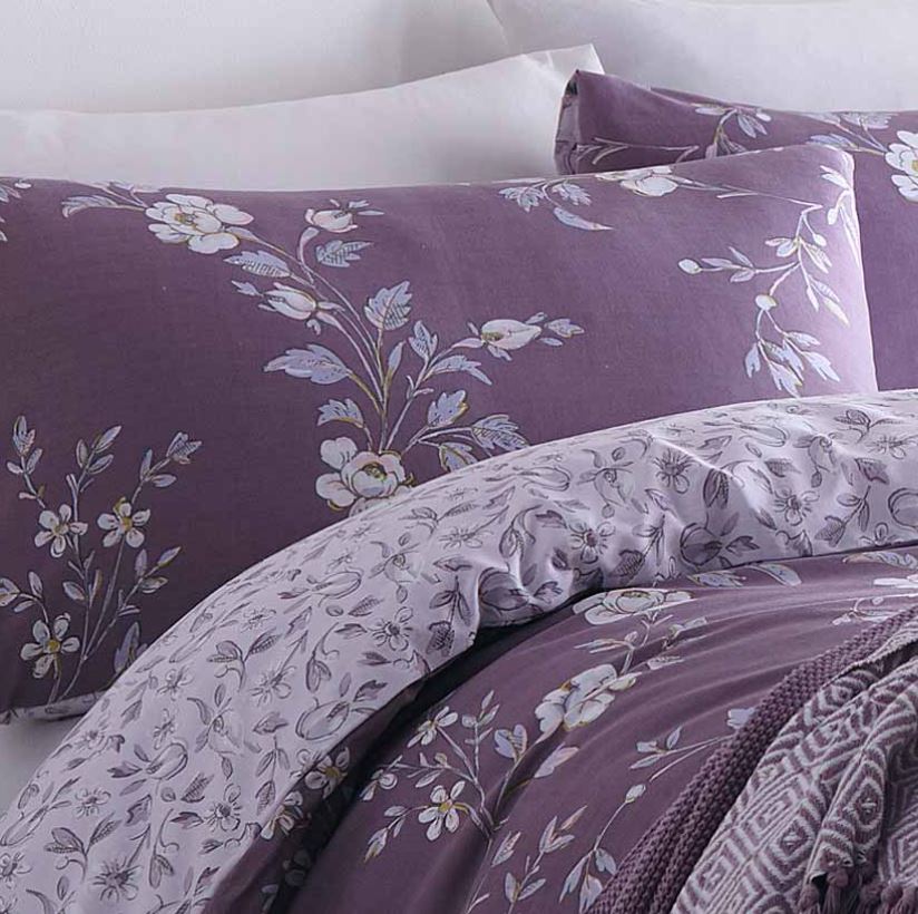 classic painted flower blossoms in harmonising shades of purple