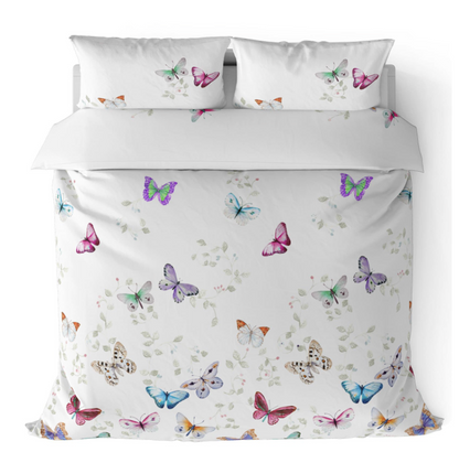 Mariposa Butterflies White Double Duvet Cover Set