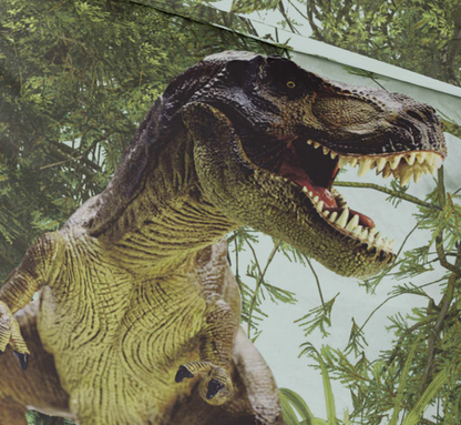 Grünes Kinderbettwäscheset mit T-Rex-Dinosaurier-Print