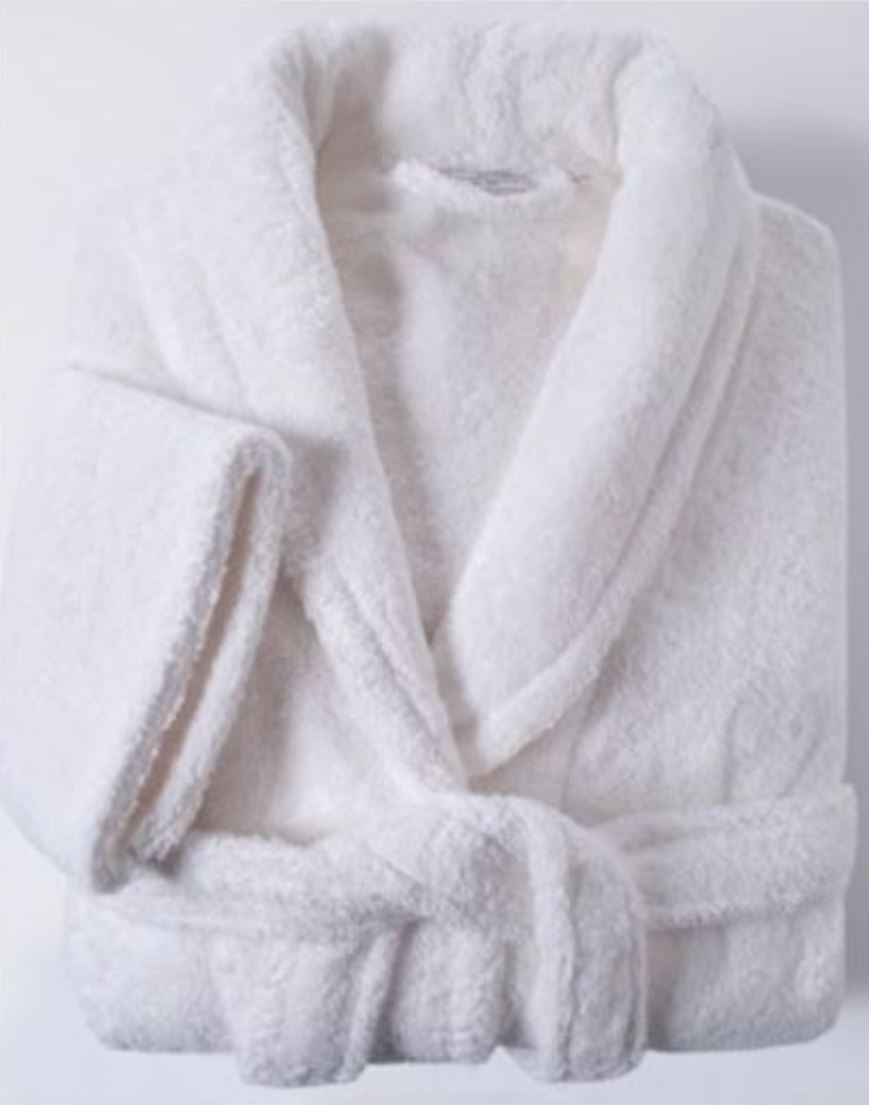 white coloured bathrobe
